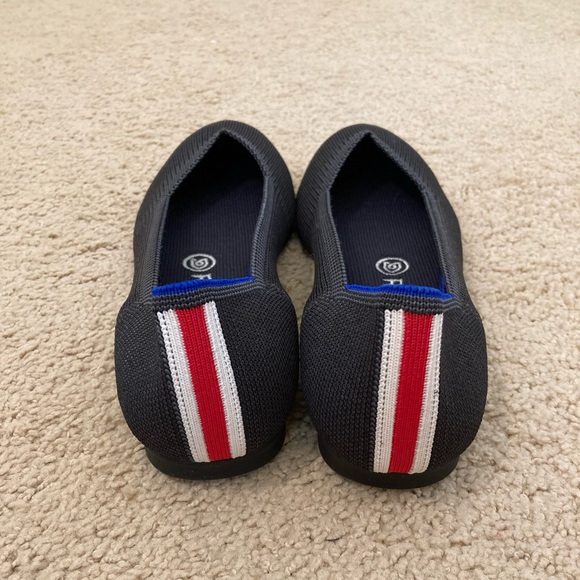 Rothy's RETIRED Charcoal / Dark Gray Racing Stripe Rounded Flat 7.5 - Picture 5 of 12